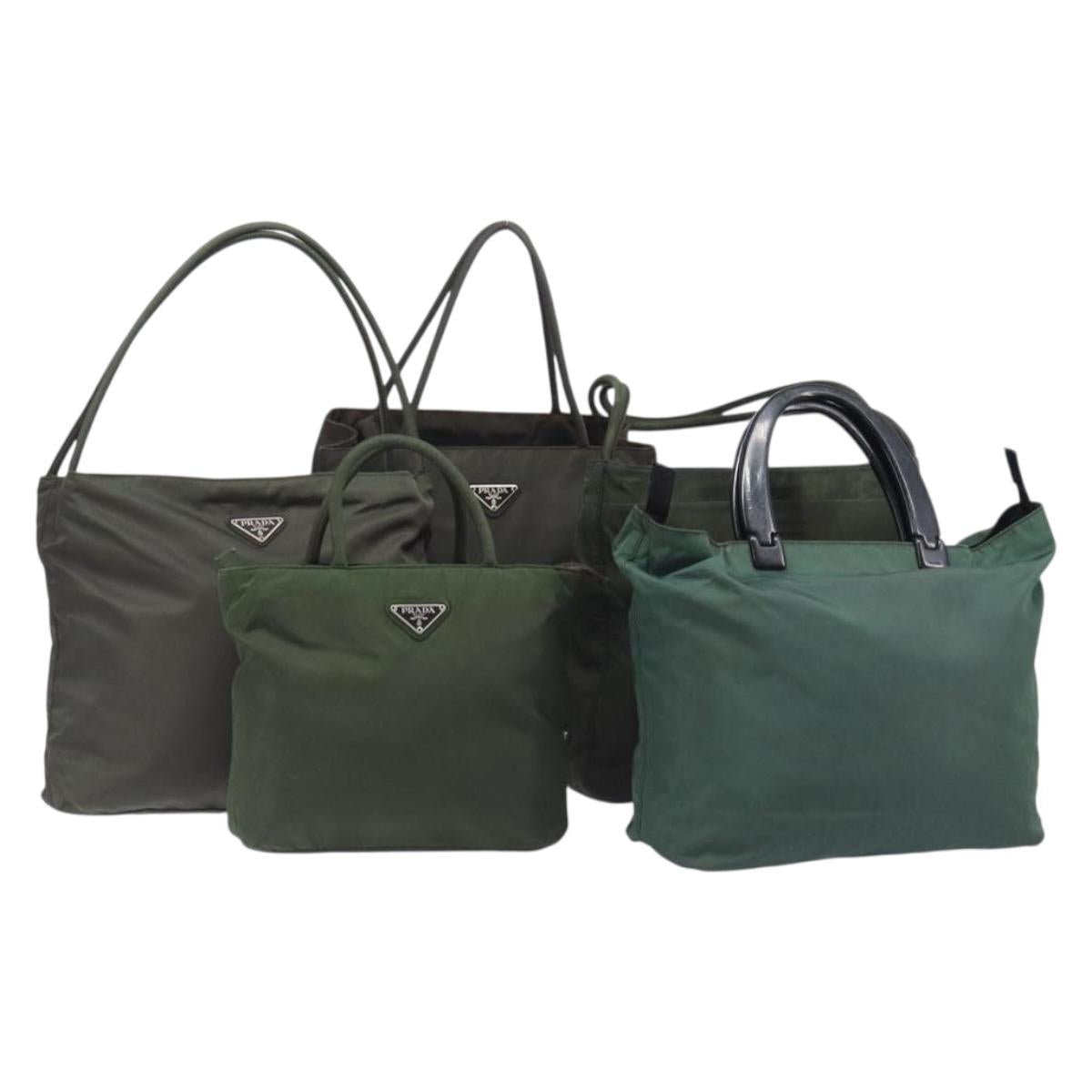 PRADA Hand Bag Nylon 5 Set Khaki Auth 163940