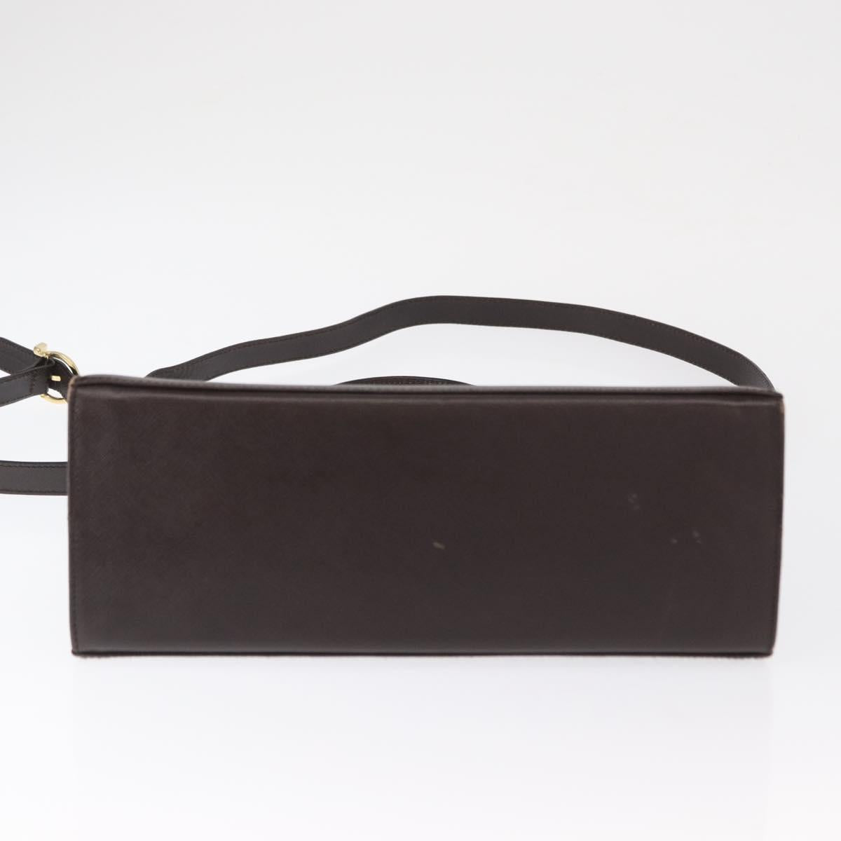 Salvatore Ferragamo Gancini Hand Bag Leather 2way Brown Gold Auth 163945