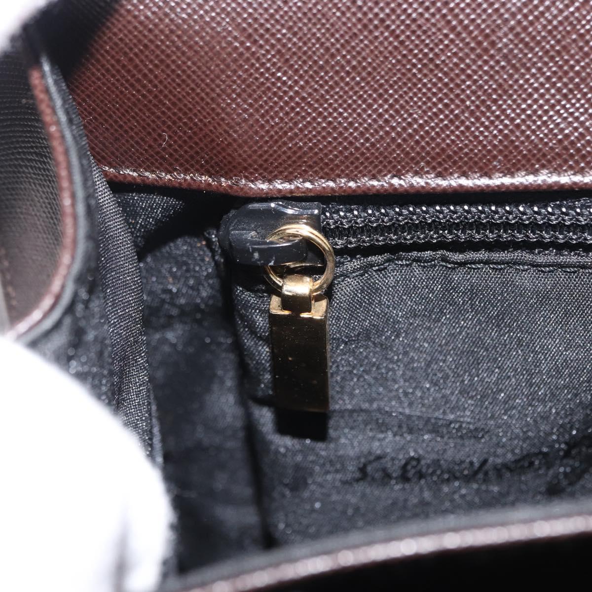 Salvatore Ferragamo Gancini Hand Bag Leather 2way Brown Gold Auth 163945
