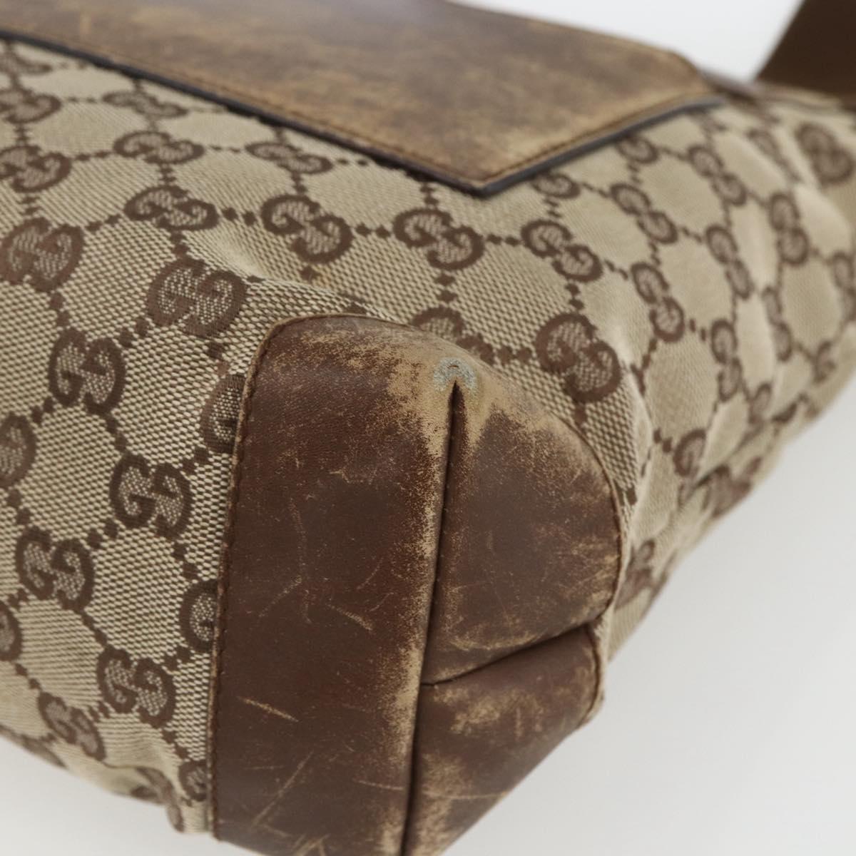 GUCCI GG Canvas Tote Bag Beige Silver 28893 Auth 163948