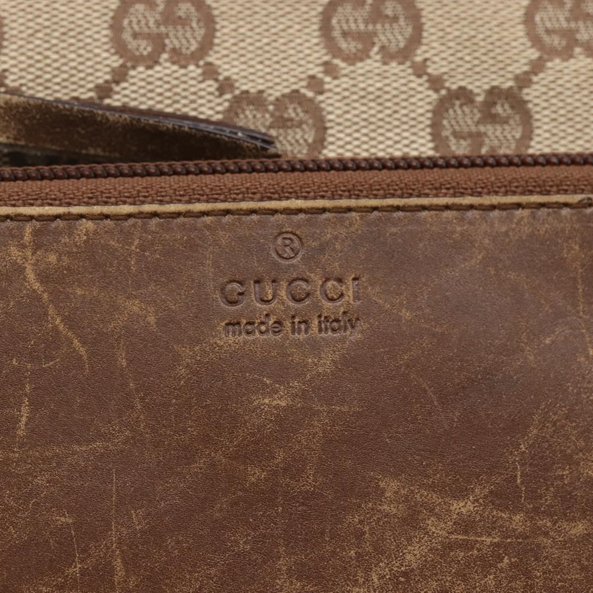 GUCCI GG Canvas Tote Bag Beige Silver 28893 Auth 163948