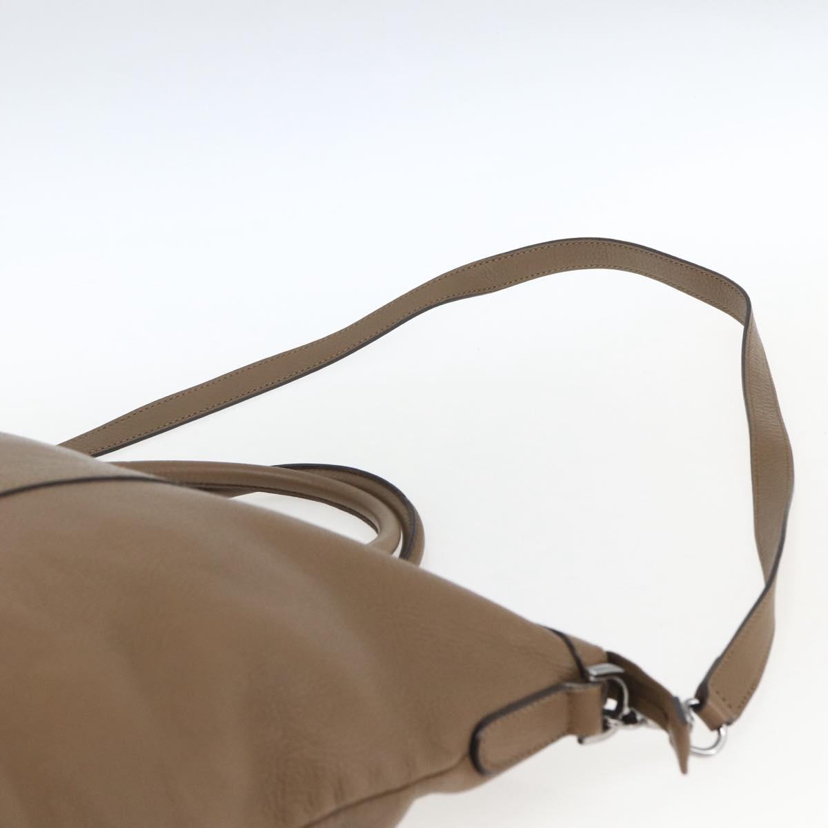 GUCCI Tote Bag Leather 2way Brown Silver 339550 Auth 163953