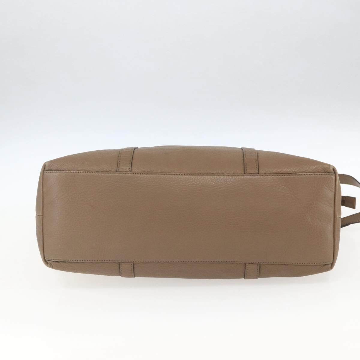 GUCCI Tote Bag Leather 2way Brown Silver 339550 Auth 163953