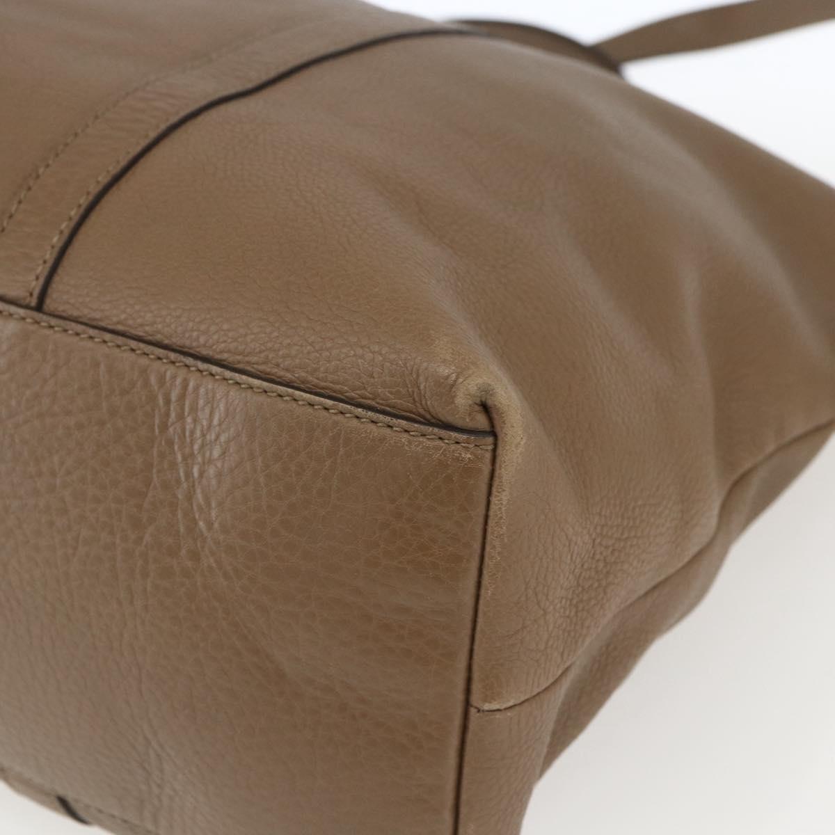 GUCCI Tote Bag Leather 2way Brown Silver 339550 Auth 163953