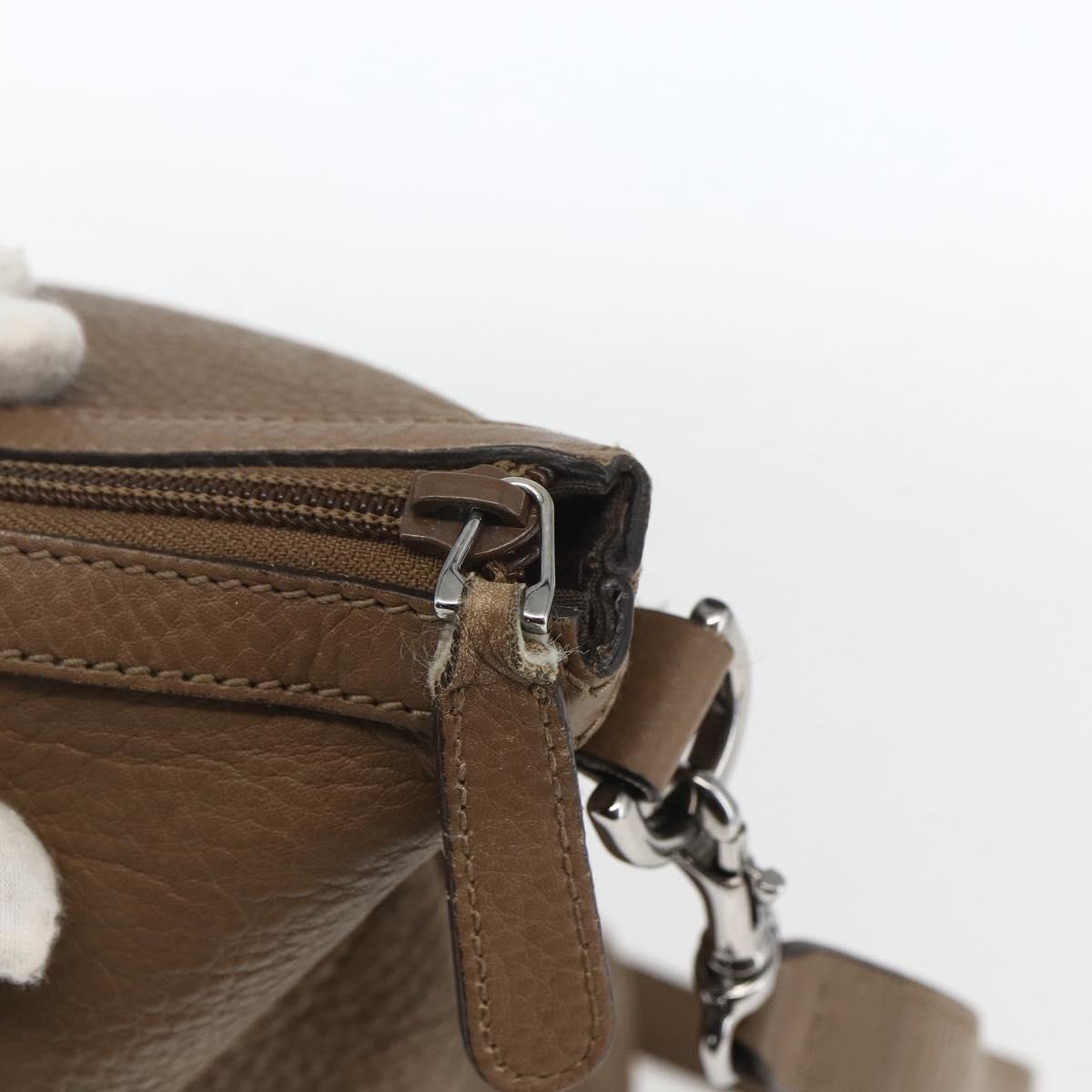 GUCCI Tote Bag Leather 2way Brown Silver 339550 Auth 163953