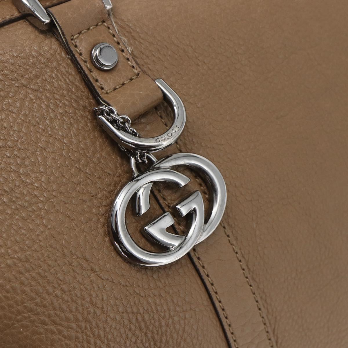 GUCCI Tote Bag Leather 2way Brown Silver 339550 Auth 163953