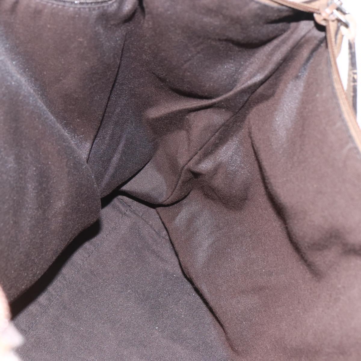 GUCCI Tote Bag Leather 2way Brown Silver 339550 Auth 163953