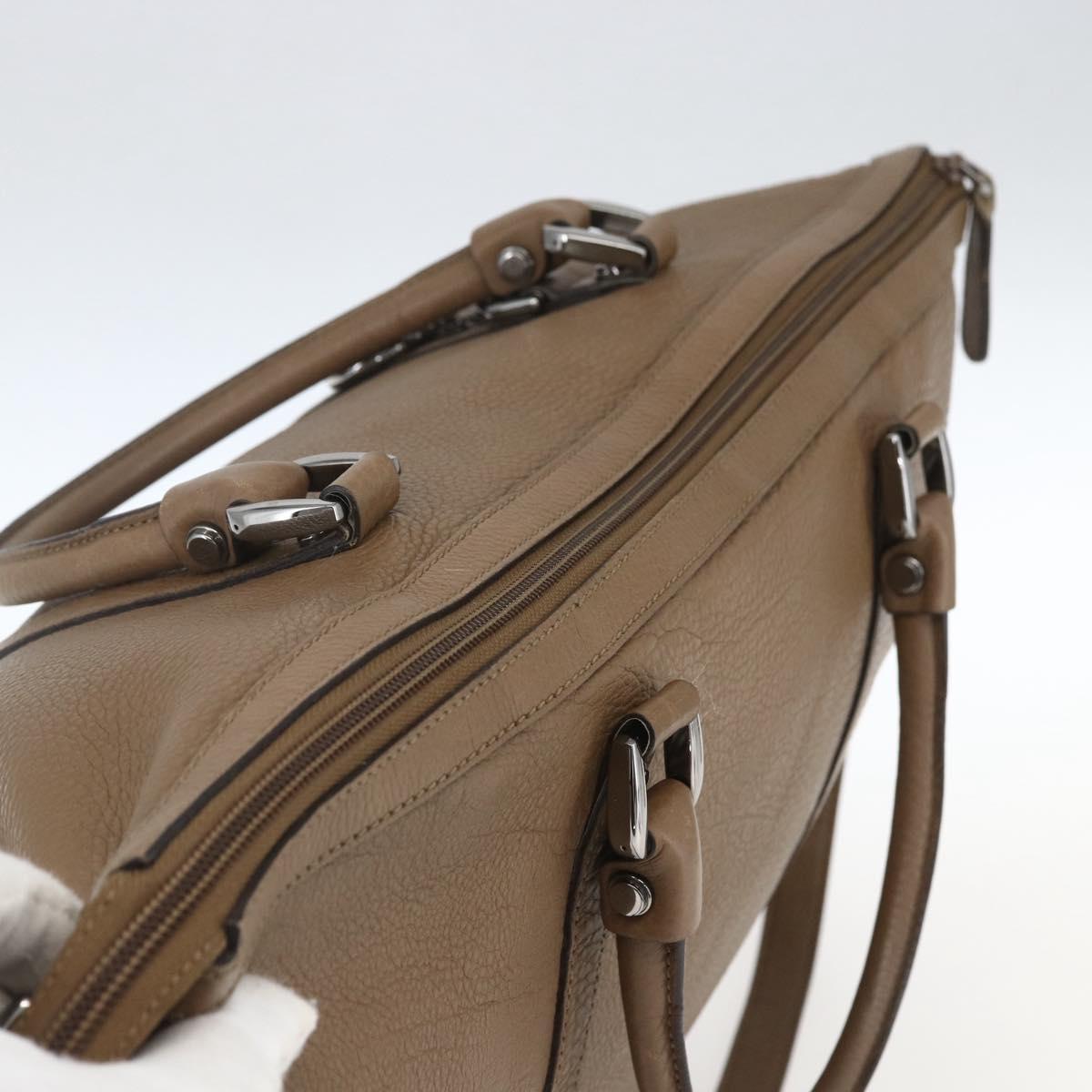 GUCCI Tote Bag Leather 2way Brown Silver 339550 Auth 163953