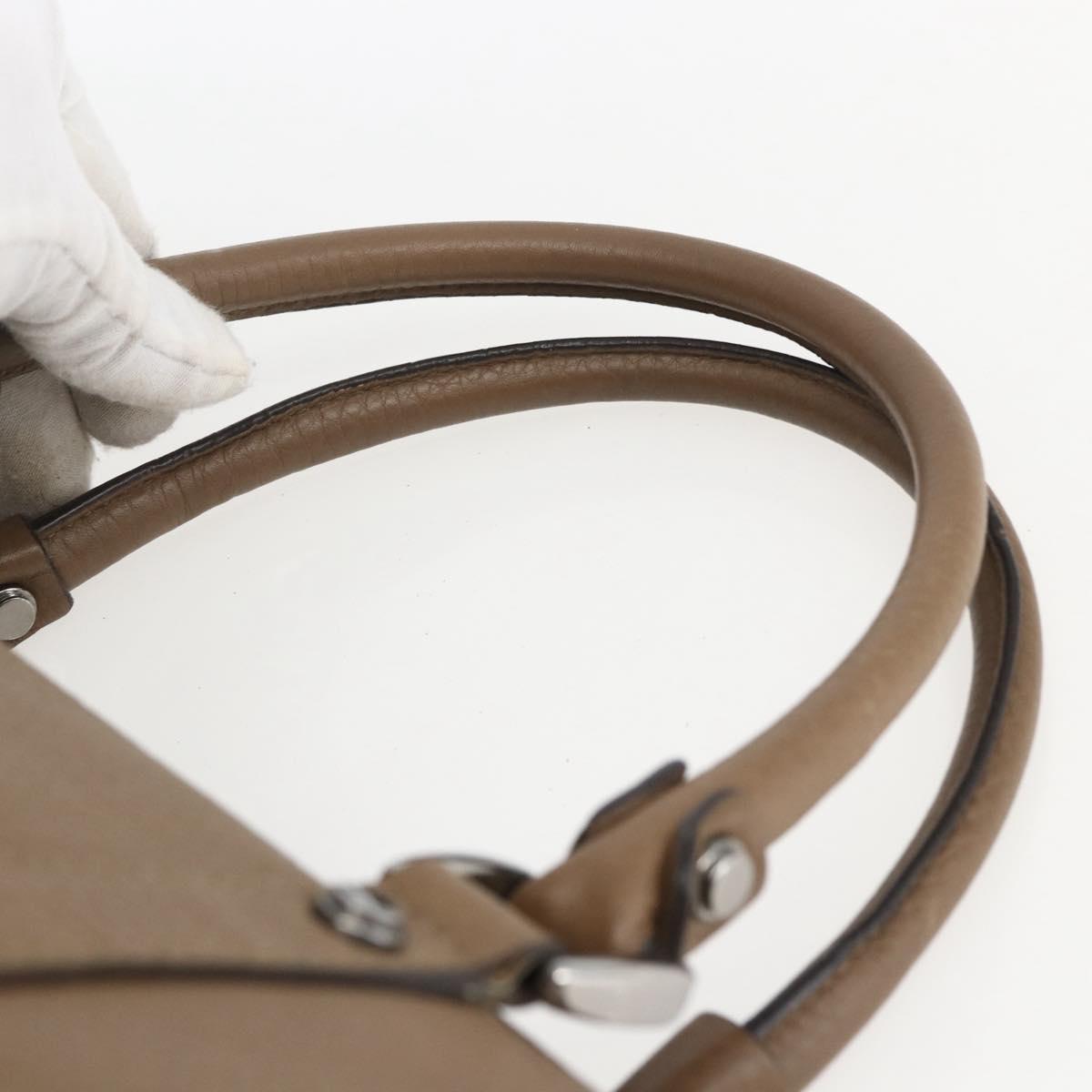 GUCCI Tote Bag Leather 2way Brown Silver 339550 Auth 163953