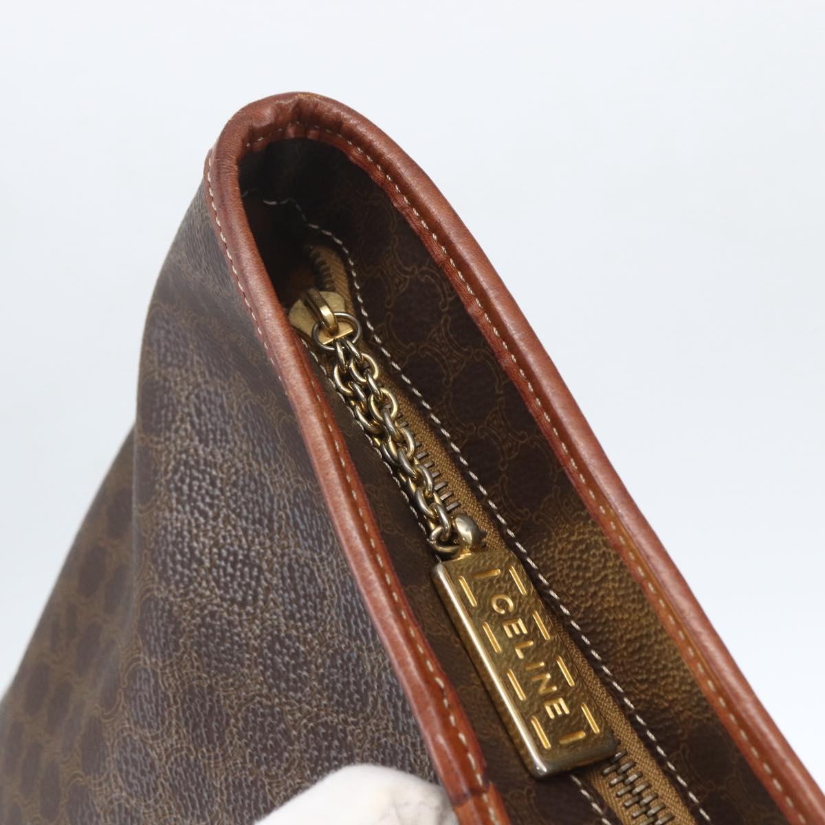 CELINE Macadam Canvas Tote Bag PVC Leather Brown Gold Auth 163954