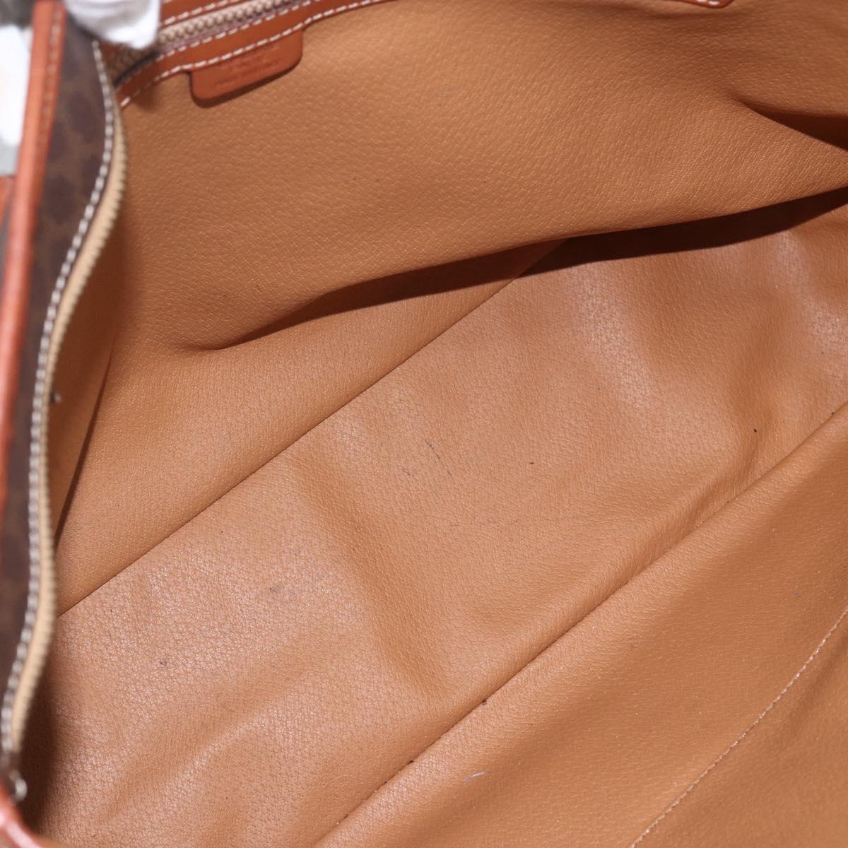 CELINE Macadam Canvas Tote Bag PVC Leather Brown Gold Auth 163954