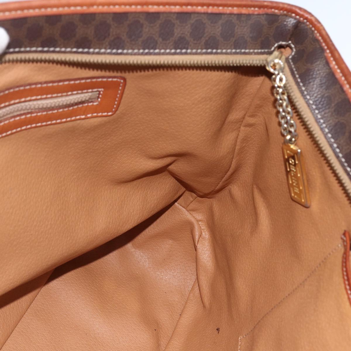 CELINE Macadam Canvas Tote Bag PVC Leather Brown Gold Auth 163954