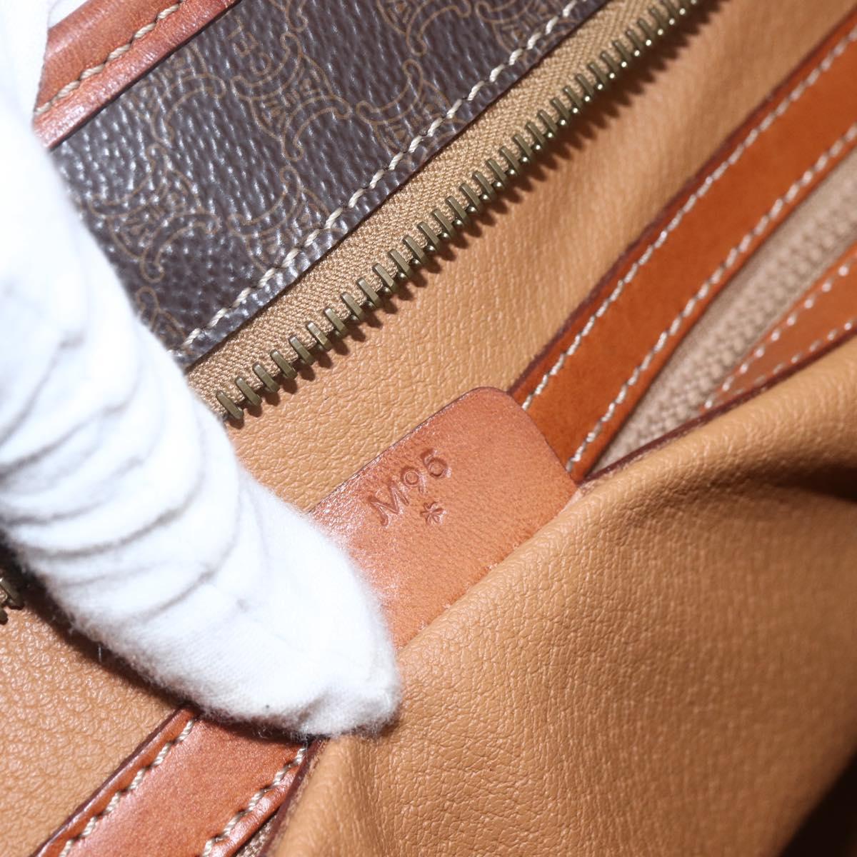 CELINE Macadam Canvas Tote Bag PVC Leather Brown Gold Auth 163954