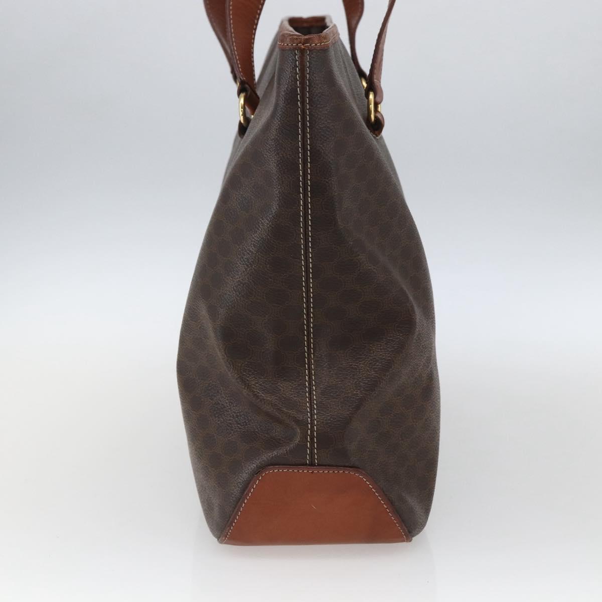 CELINE Macadam Canvas Tote Bag PVC Leather Brown Gold Auth 163954