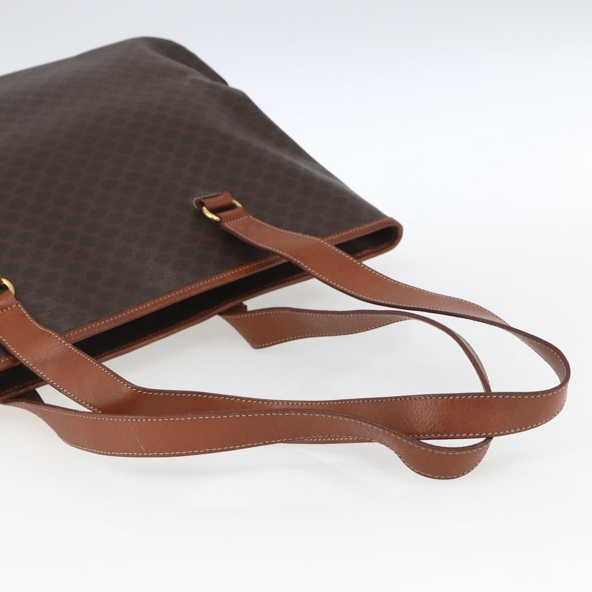 CELINE Macadam Canvas Tote Bag PVC Leather Brown Gold Auth 163954