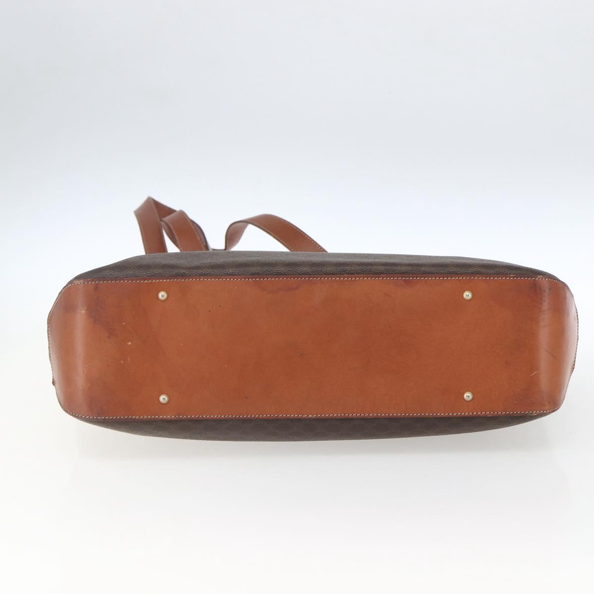 CELINE Macadam Canvas Tote Bag PVC Leather Brown Gold Auth 163954