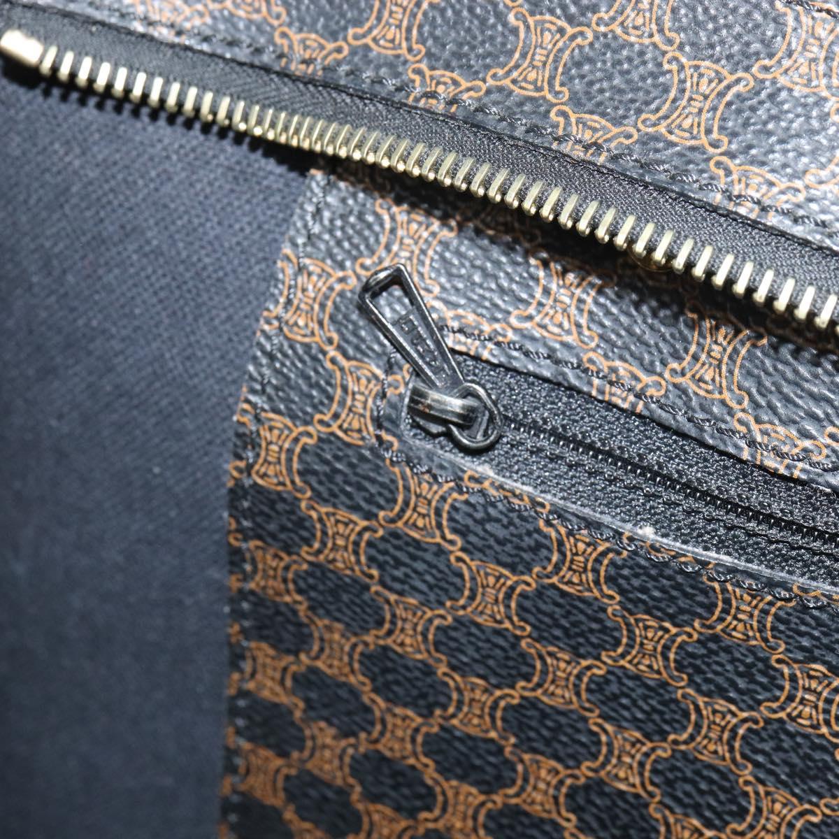 CELINE Macadam Canvas Tote Bag PVC Leather Black Gold Auth 163955