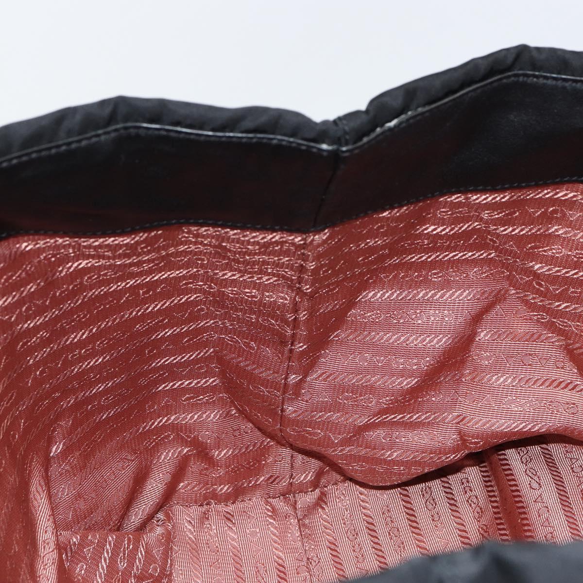 PRADA Hand Bag Nylon Black Gold Auth 163957