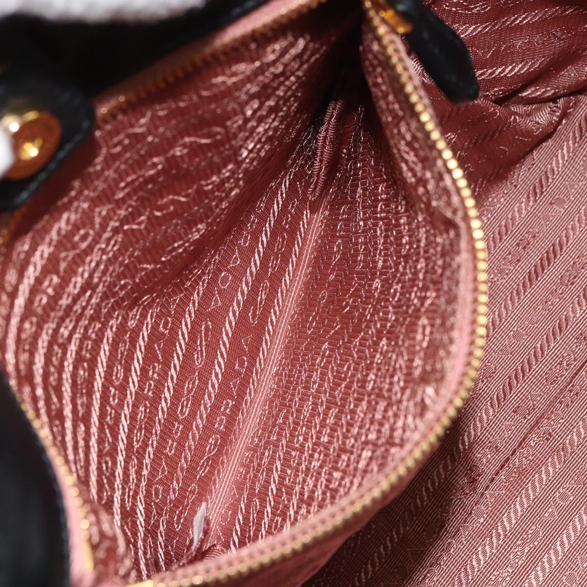 PRADA Hand Bag Nylon Black Gold Auth 163957