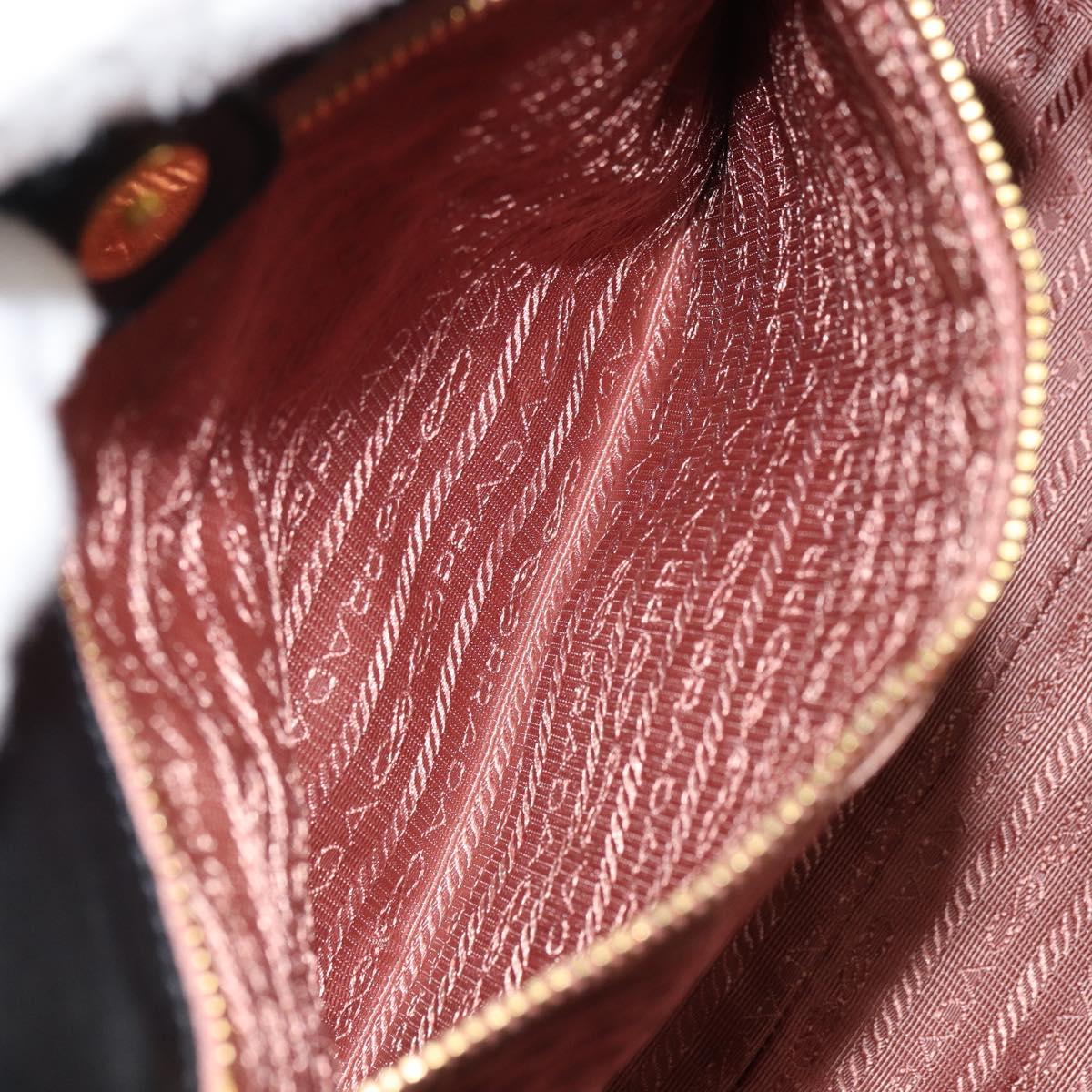 PRADA Hand Bag Nylon Black Gold Auth 163957