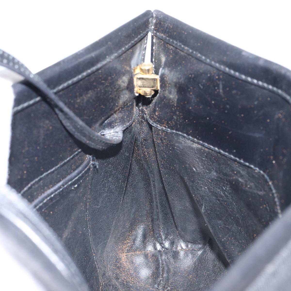 Salvatore Ferragamo Shoulder Bag Leather Black Gold Auth 163963
