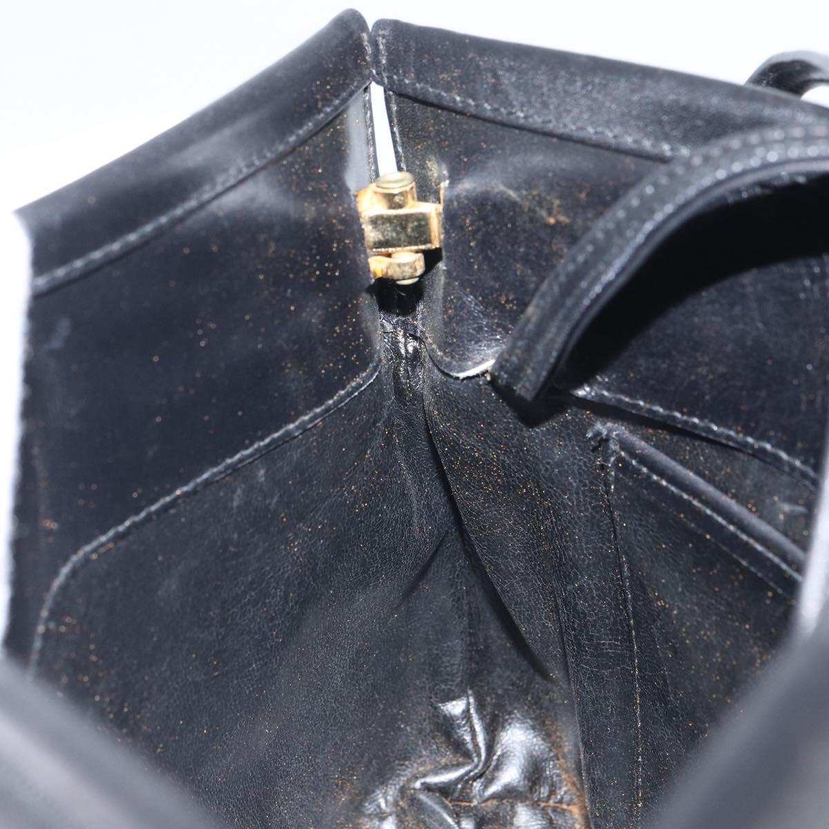 Salvatore Ferragamo Shoulder Bag Leather Black Gold Auth 163963