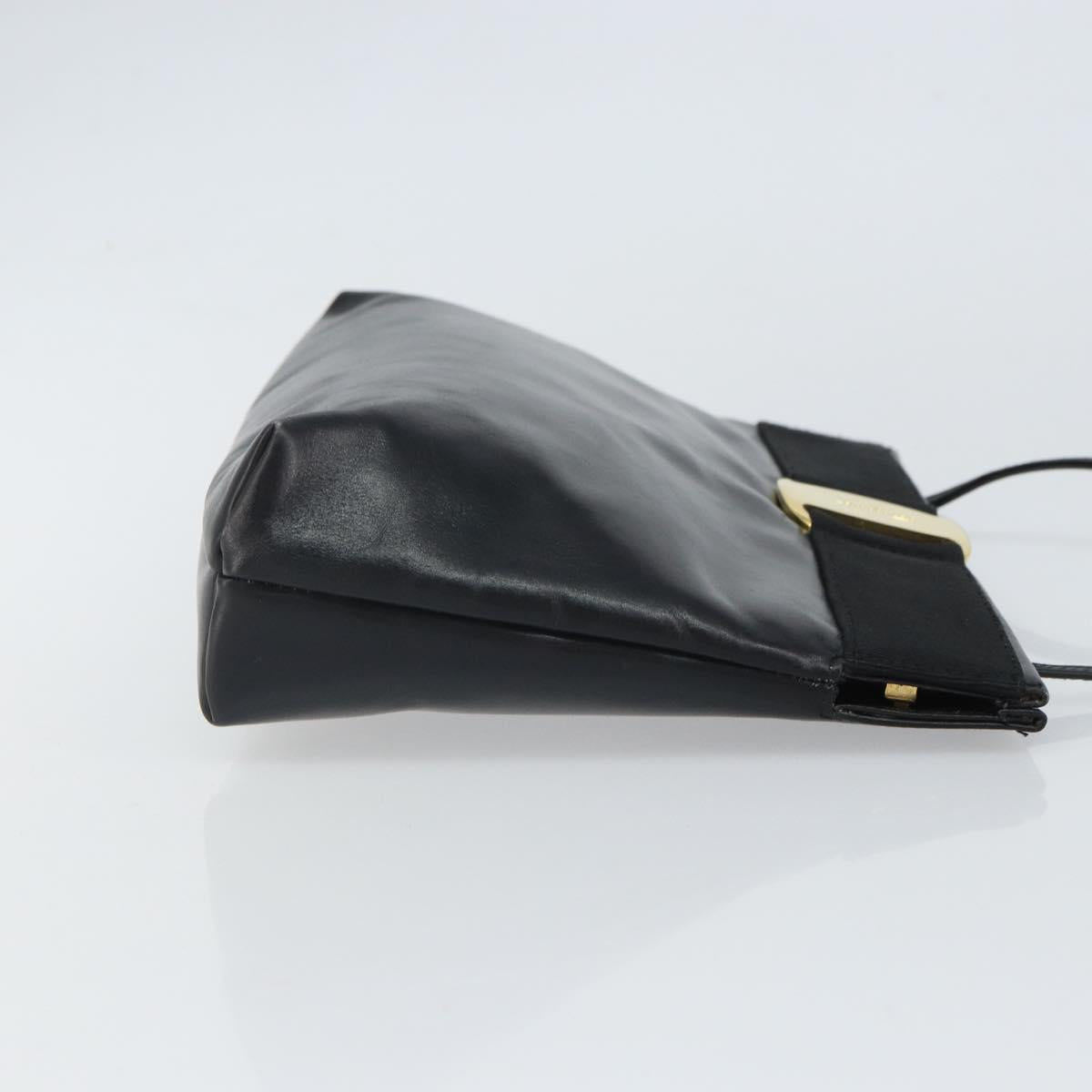 Salvatore Ferragamo Shoulder Bag Leather Black Gold Auth 163963
