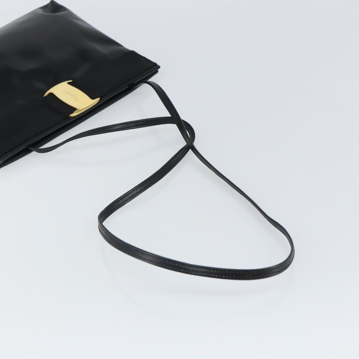 Salvatore Ferragamo Shoulder Bag Leather Black Gold Auth 163963