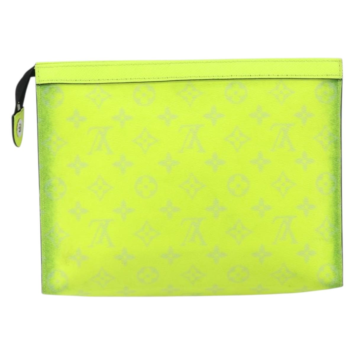 LOUIS VUITTON Taiga Pochette Voyager MM Clutch Bag Jaune LV Auth 163964