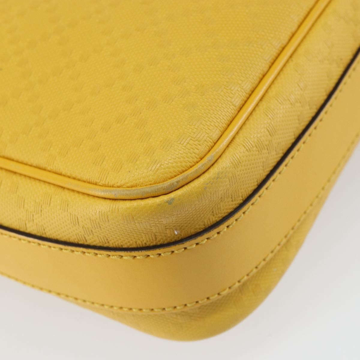 GUCCI Diamante Shoulder Bag Leather Yellow Gold 201448 Auth 163973