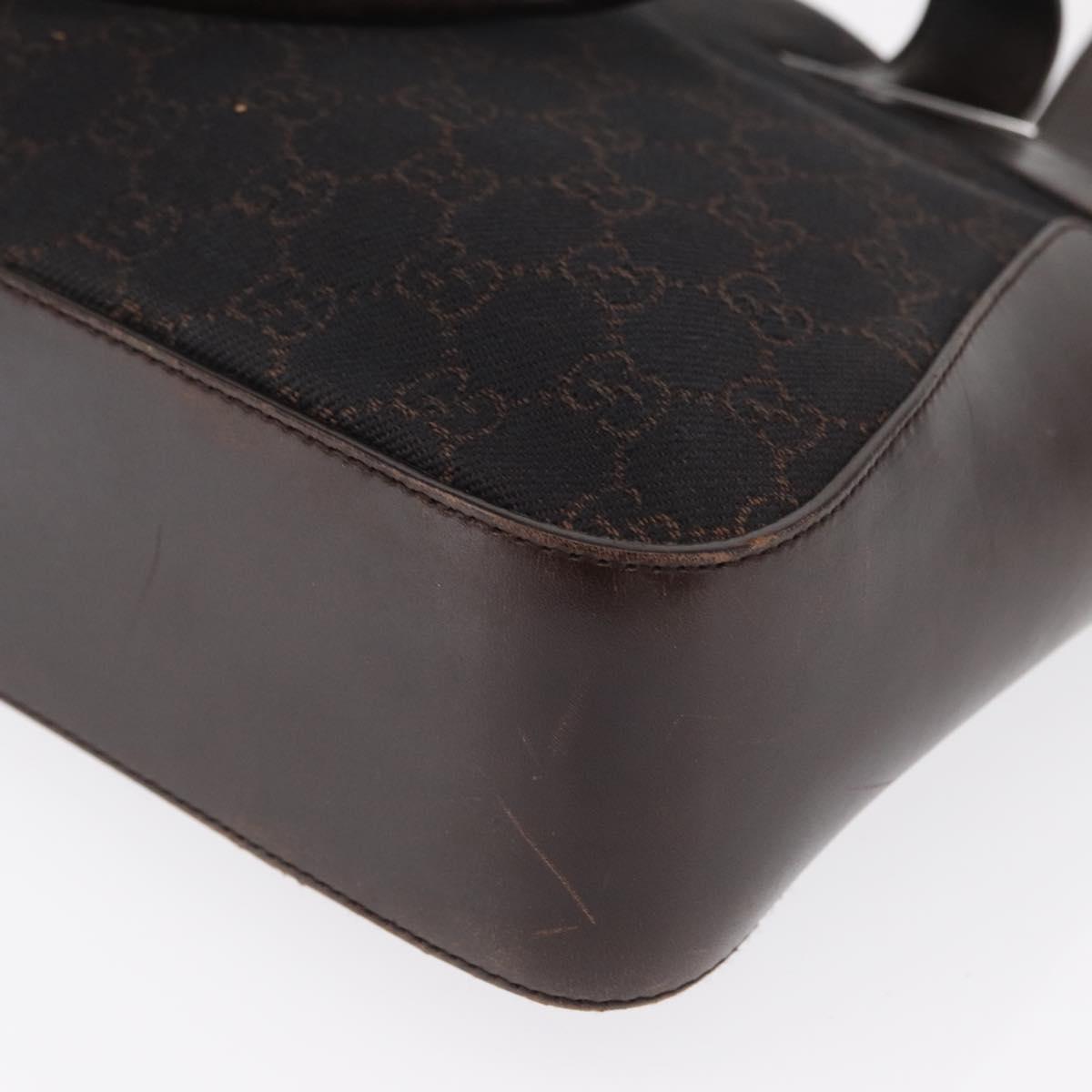GUCCI GG Canvas Tote Bag Brown Silver 73983 Auth 163974