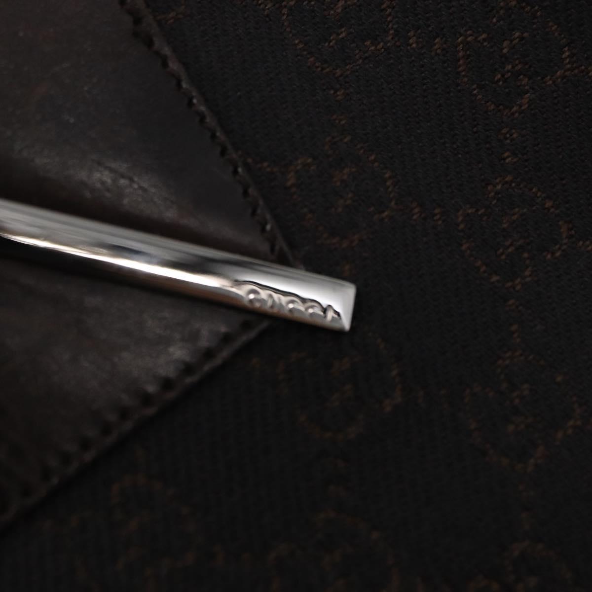 GUCCI GG Canvas Tote Bag Brown Silver 73983 Auth 163974