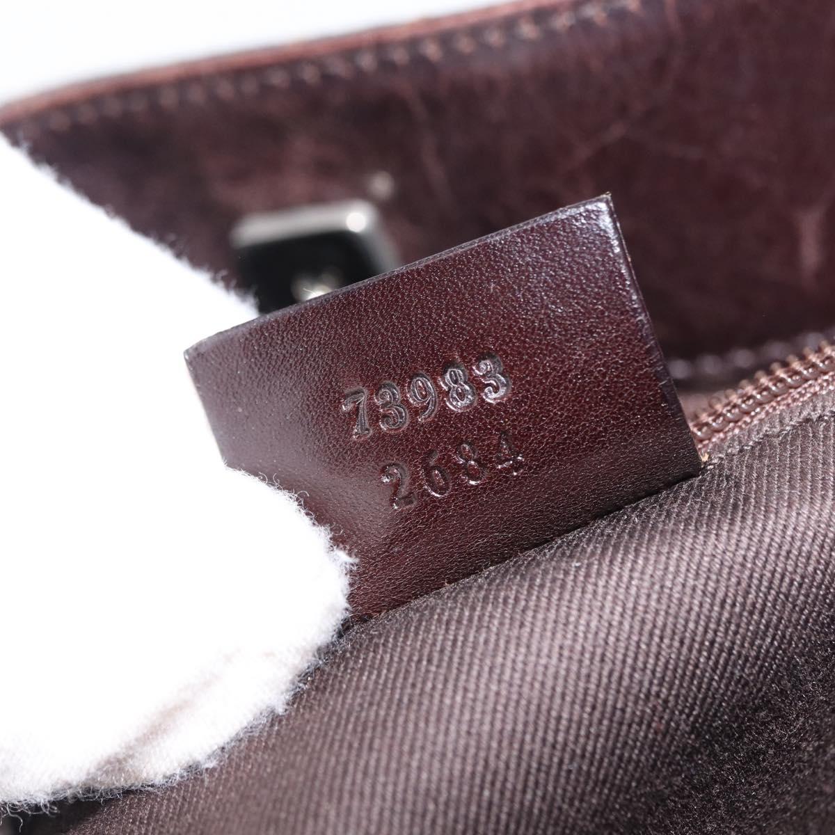 GUCCI GG Canvas Tote Bag Brown Silver 73983 Auth 163974