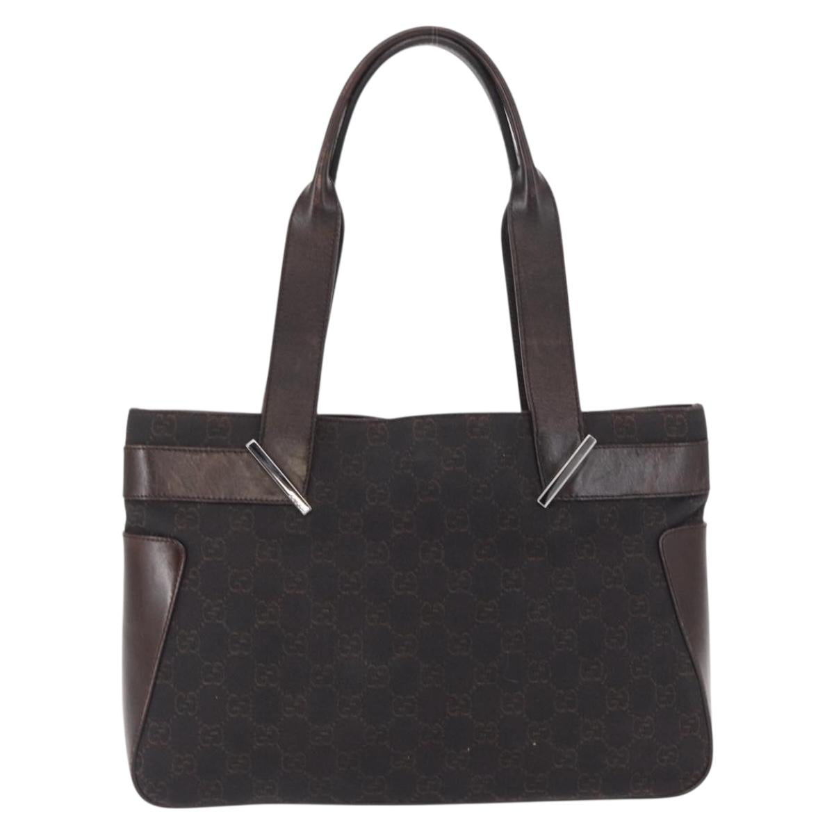 GUCCI GG Canvas Tote Bag Brown Silver 73983 Auth 163974