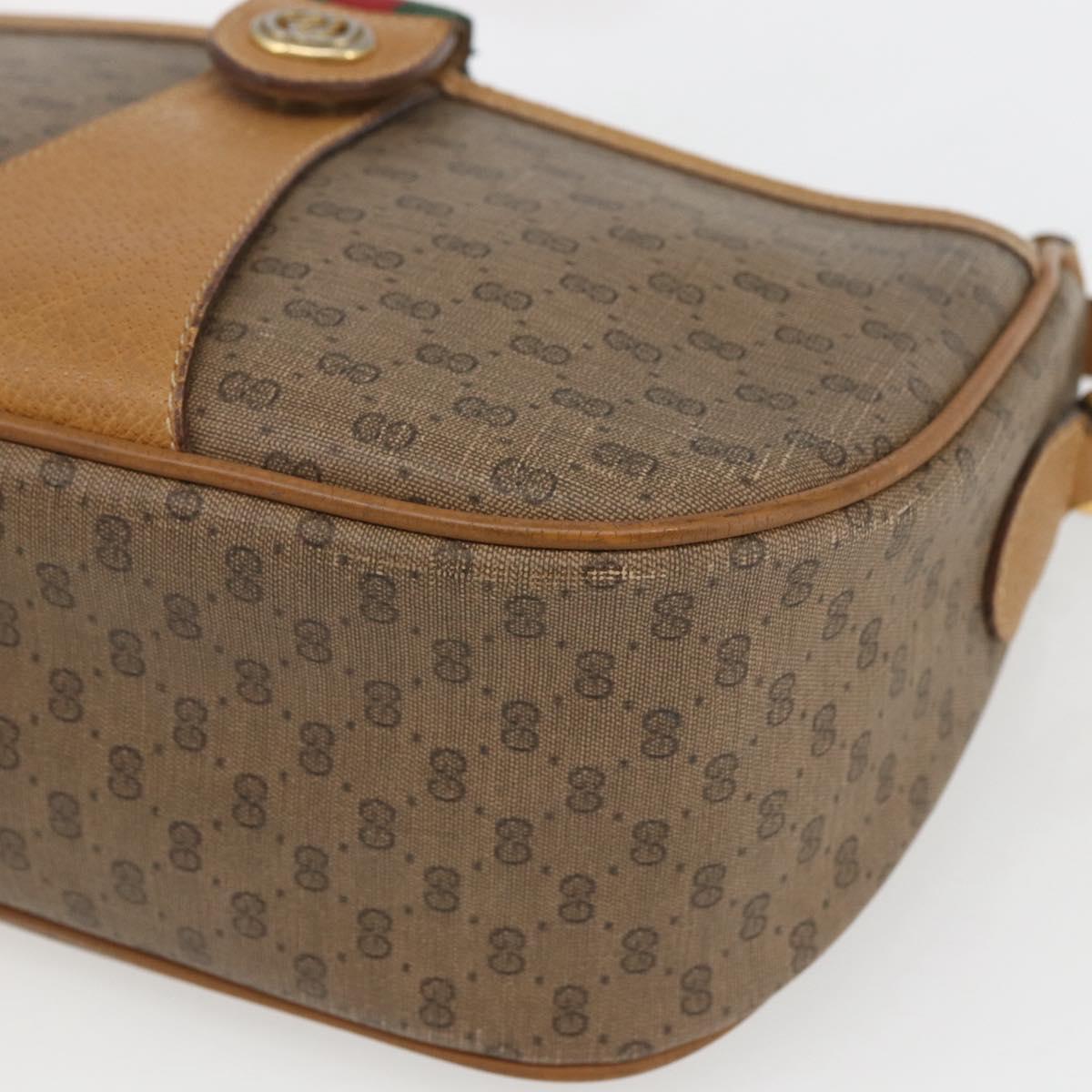GUCCI Micro GG Supreme Web Sherry Line Bag PVC Beige Gold 89 02 032 Auth 163977