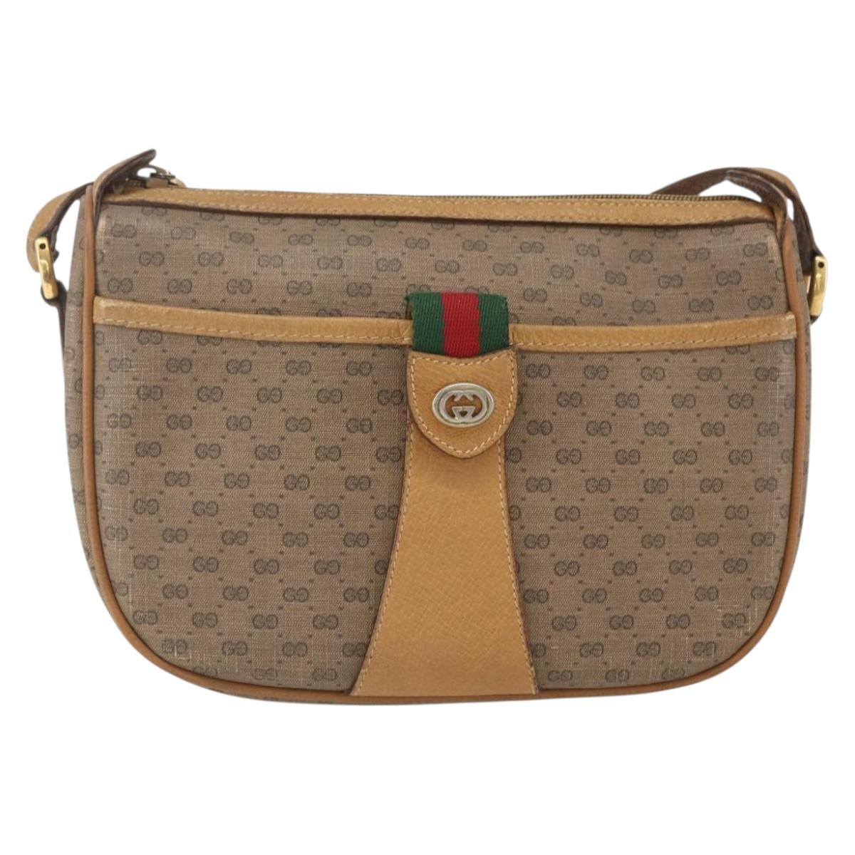 GUCCI Micro GG Supreme Web Sherry Line Bag PVC Beige Gold 89 02 032 Auth 163977