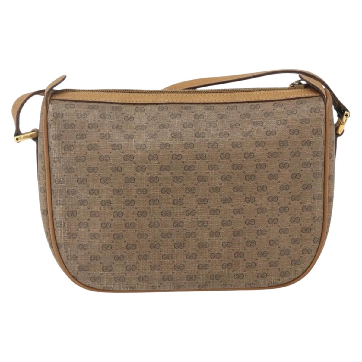 GUCCI Micro GG Supreme Web Sherry Line Bag PVC Beige Gold 89 02 032 Auth 163977