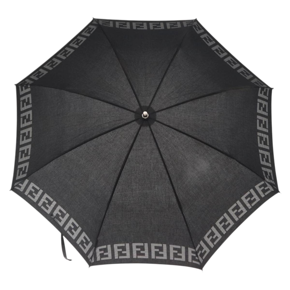 FENDI Zucca Canvas Umbrella Nylon Black Auth 163979