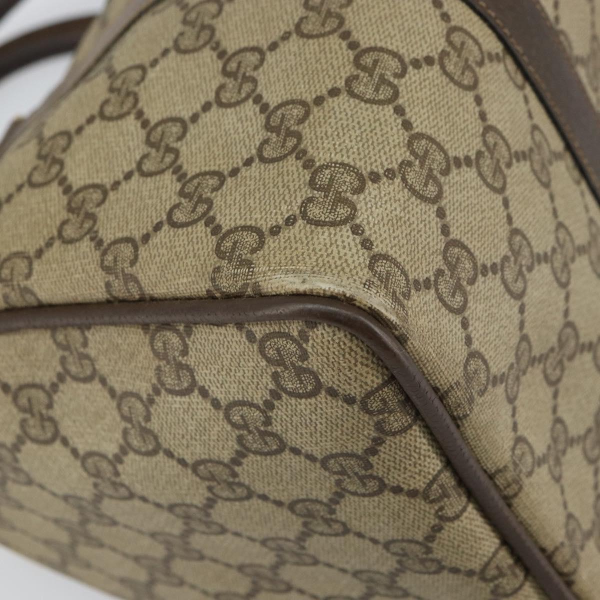 GUCCI GG Supreme Web Sherry Line Hand Bag PVC Beige Gold 39 02 007 Auth 163983