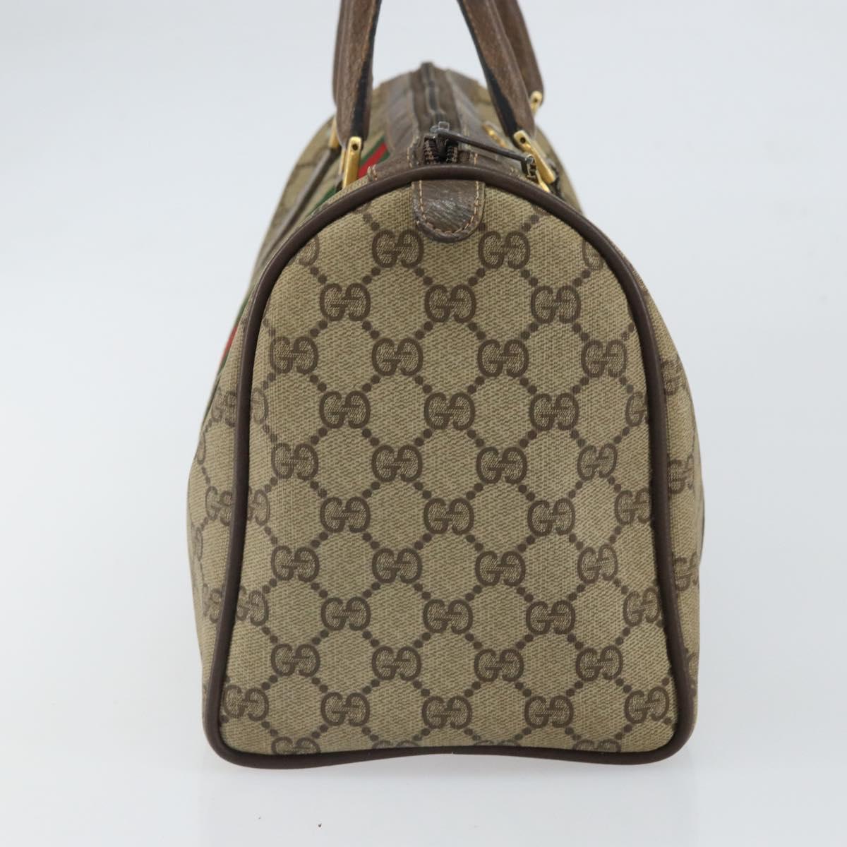 GUCCI GG Supreme Web Sherry Line Hand Bag PVC Beige Gold 39 02 007 Auth 163983