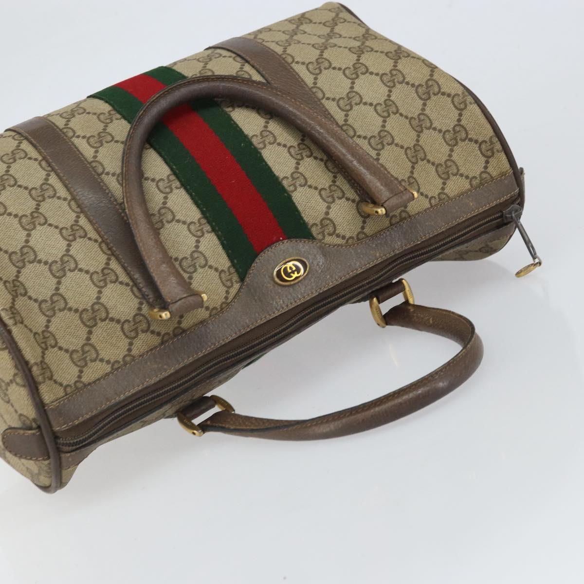 GUCCI GG Supreme Web Sherry Line Hand Bag PVC Beige Gold 39 02 007 Auth 163983