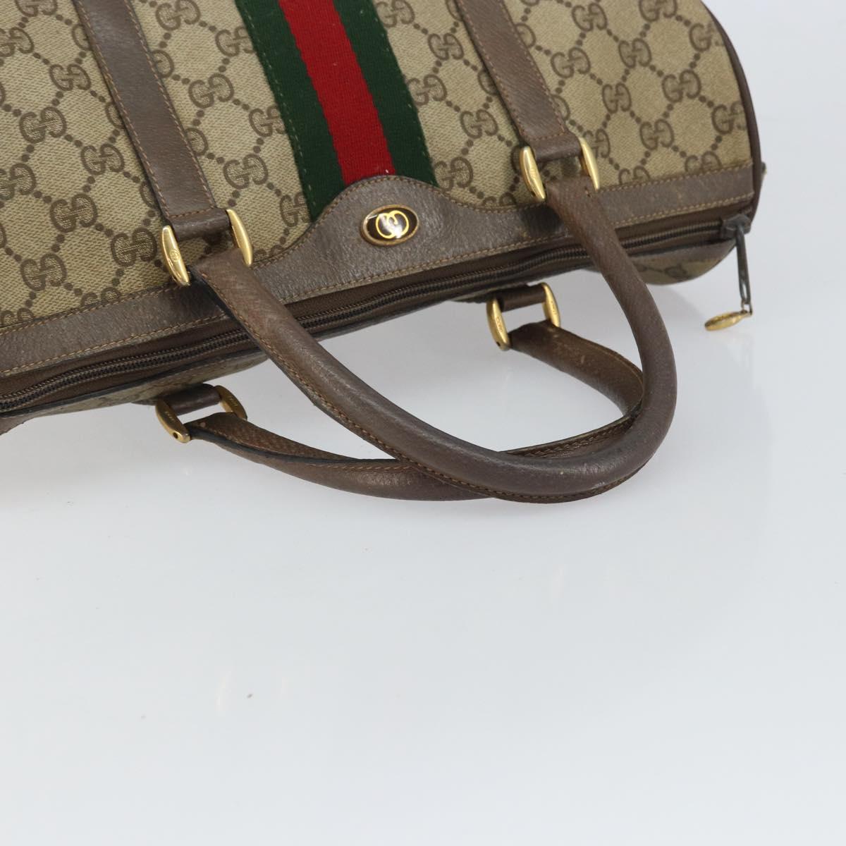 GUCCI GG Supreme Web Sherry Line Hand Bag PVC Beige Gold 39 02 007 Auth 163983
