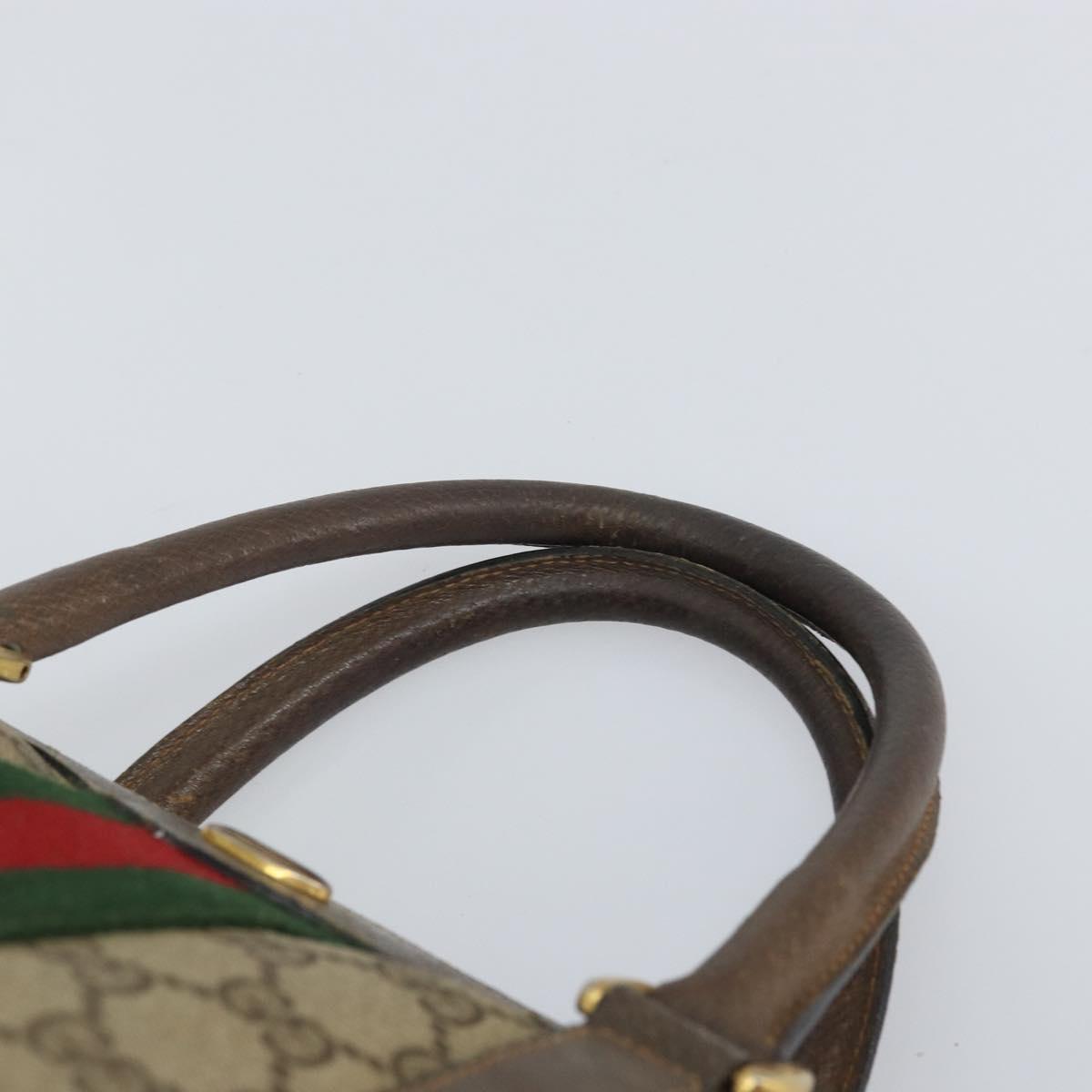 GUCCI GG Supreme Web Sherry Line Hand Bag PVC Beige Gold 39 02 007 Auth 163983