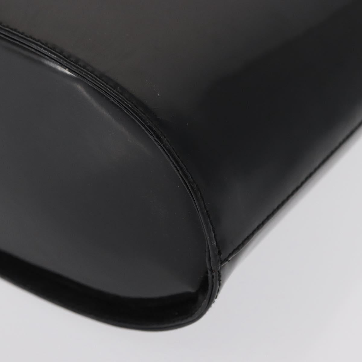 Salvatore Ferragamo Hand Bag Patent leather Black Silver Auth 163984