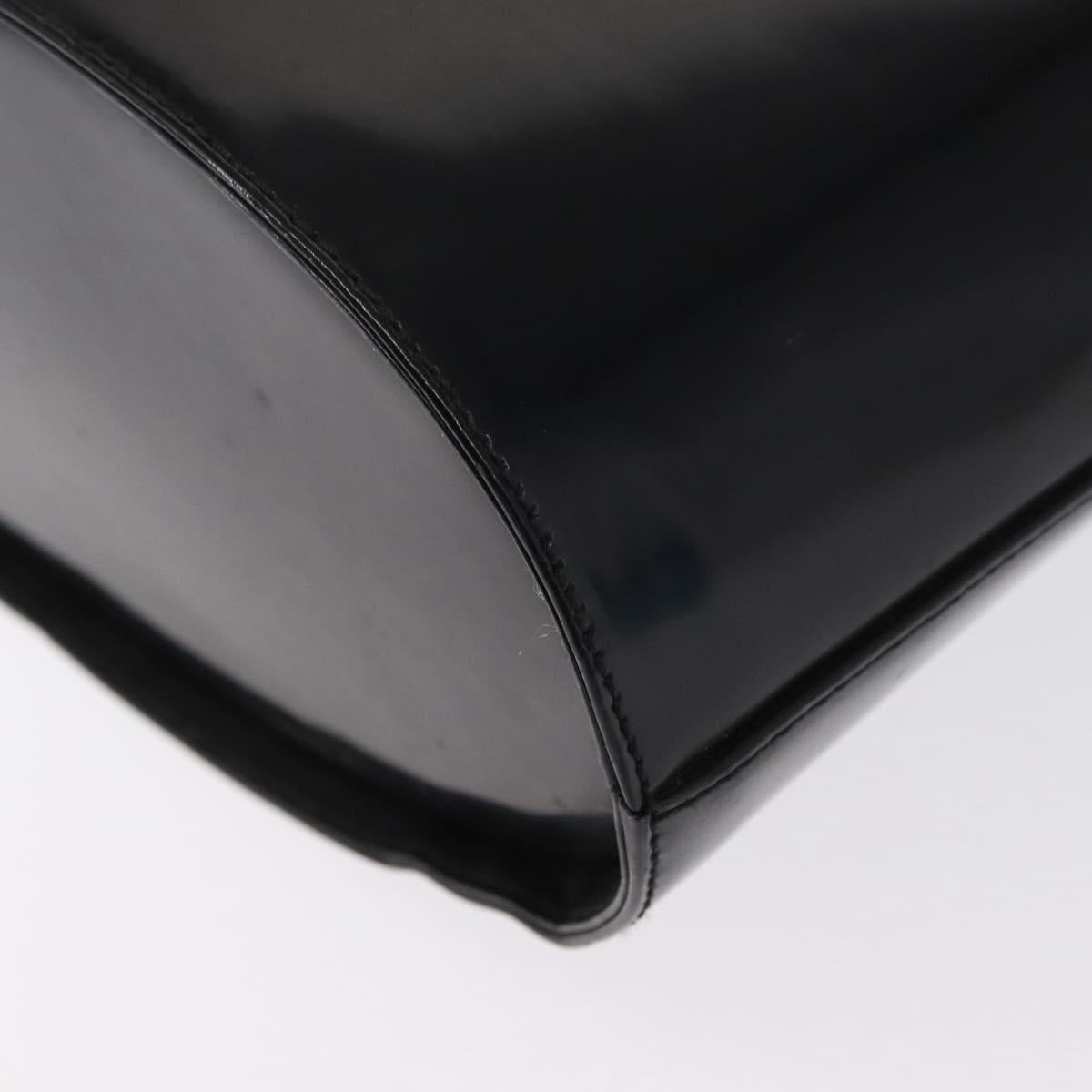 Salvatore Ferragamo Hand Bag Patent leather Black Silver Auth 163984