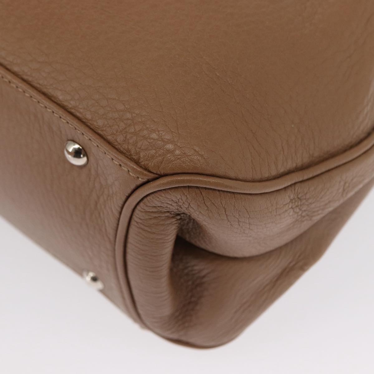 Salvatore Ferragamo Gancini Hand Bag Leather Brown Gold Auth 163989