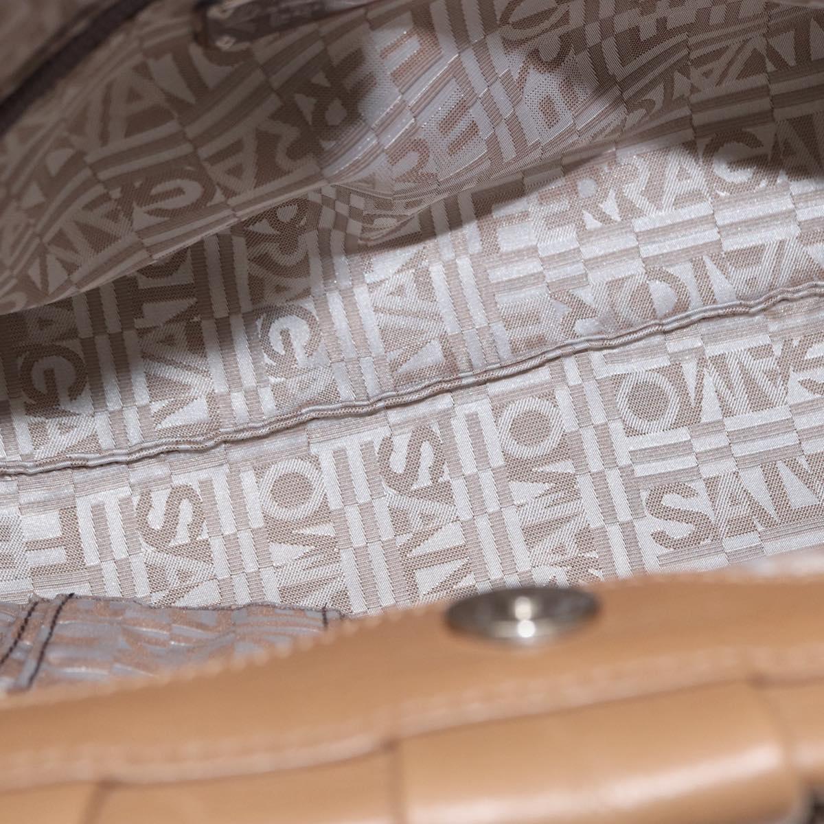 Salvatore Ferragamo Gancini Hand Bag Leather Brown Gold Auth 163989