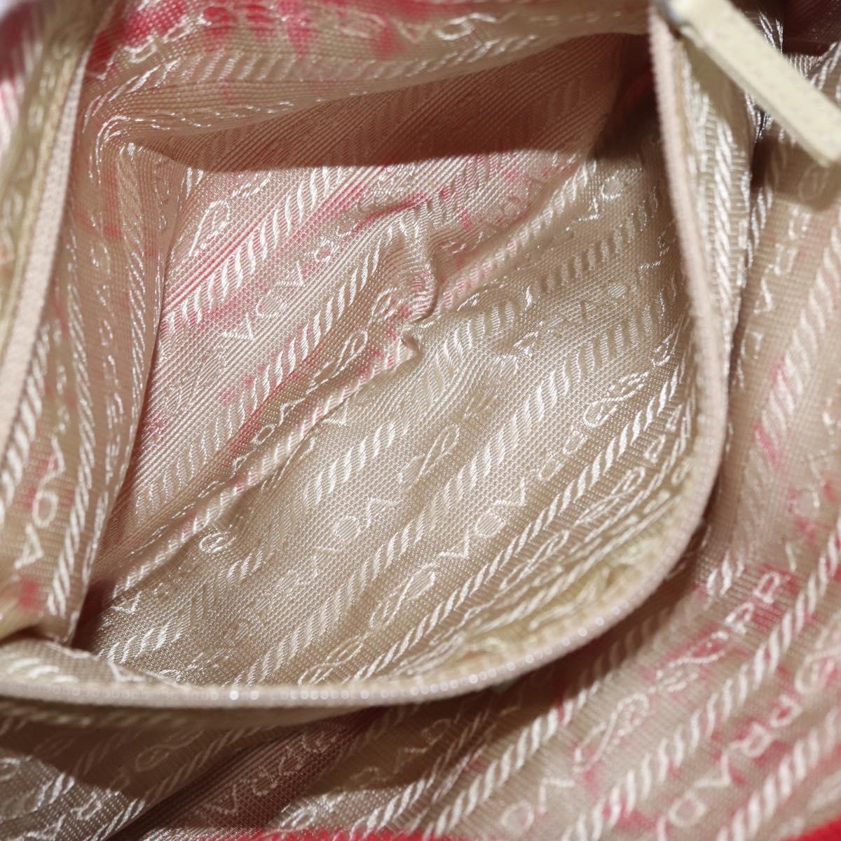 PRADA Shoulder Bag Nylon Red Silver Auth 163993