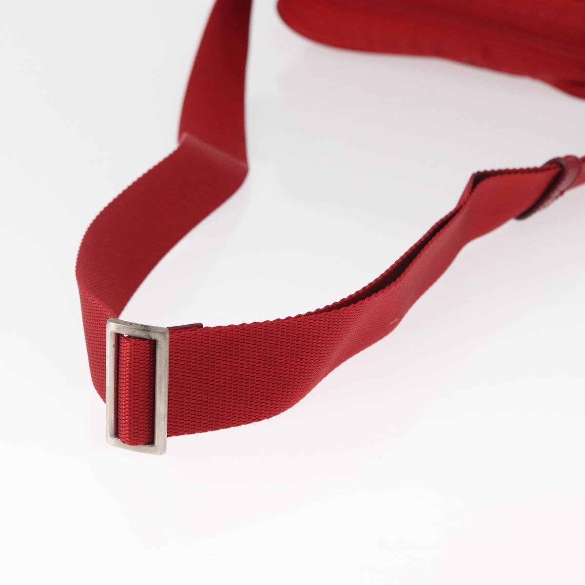 PRADA Shoulder Bag Nylon Red Silver Auth 163993