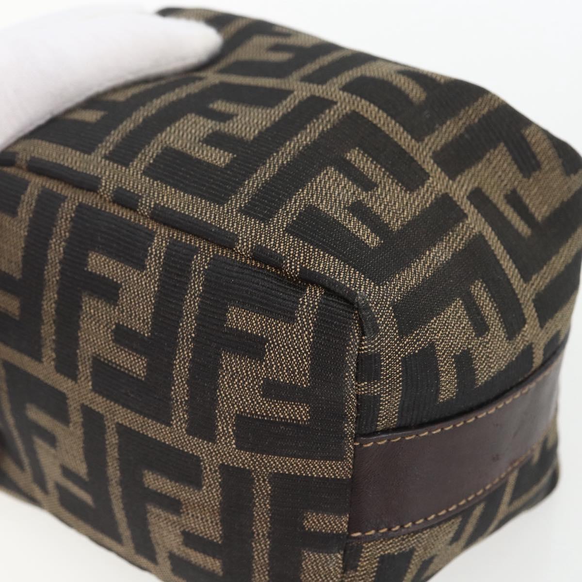 FENDI Zucca Canvas Pouch Black Brown Auth 163994
